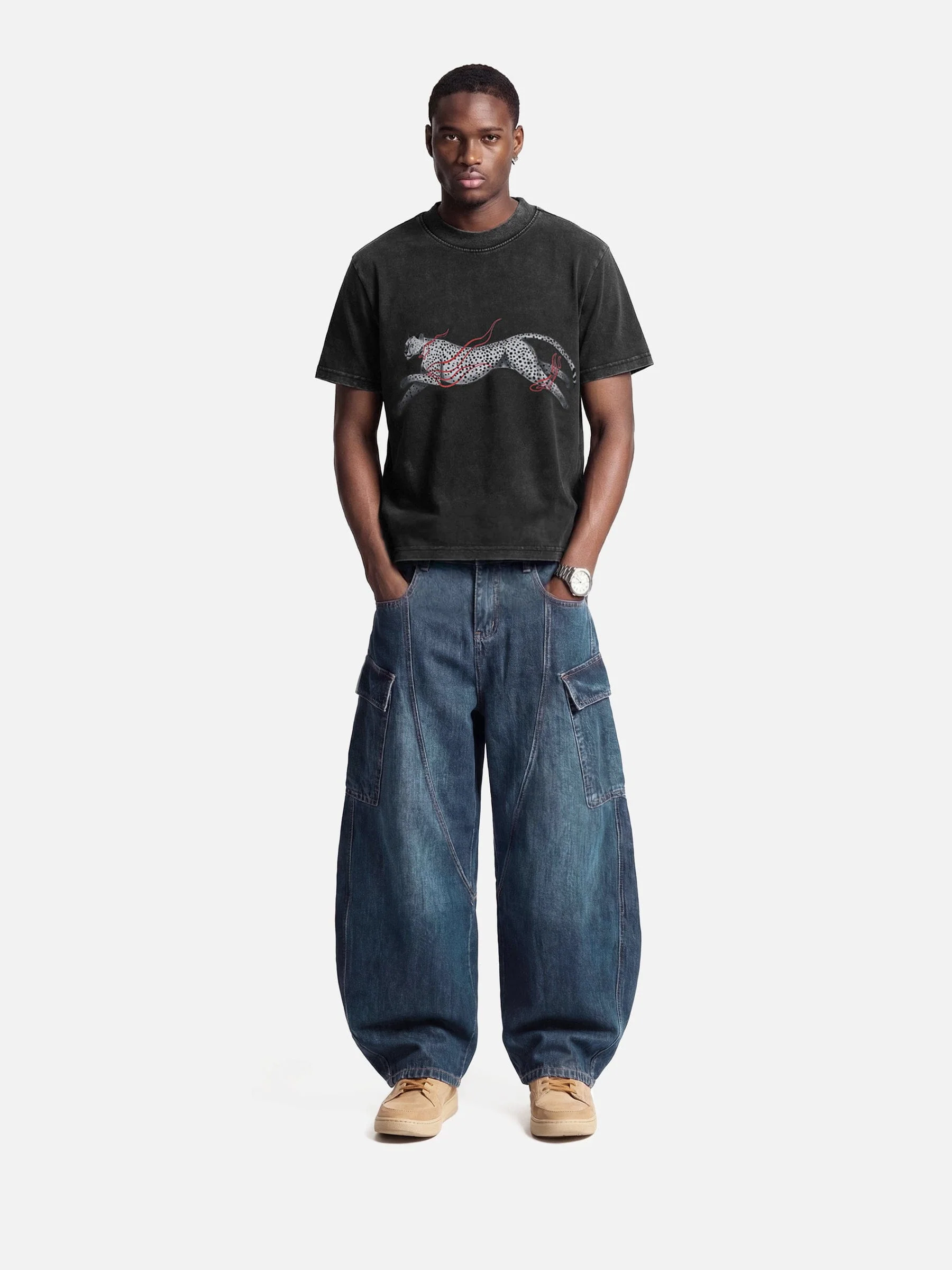 Aelfric Eden Boxy Washed Leopard Tee