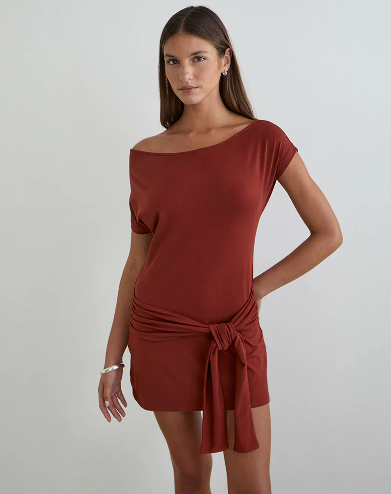 Genya Mini Dress in Jersey Fired Brick