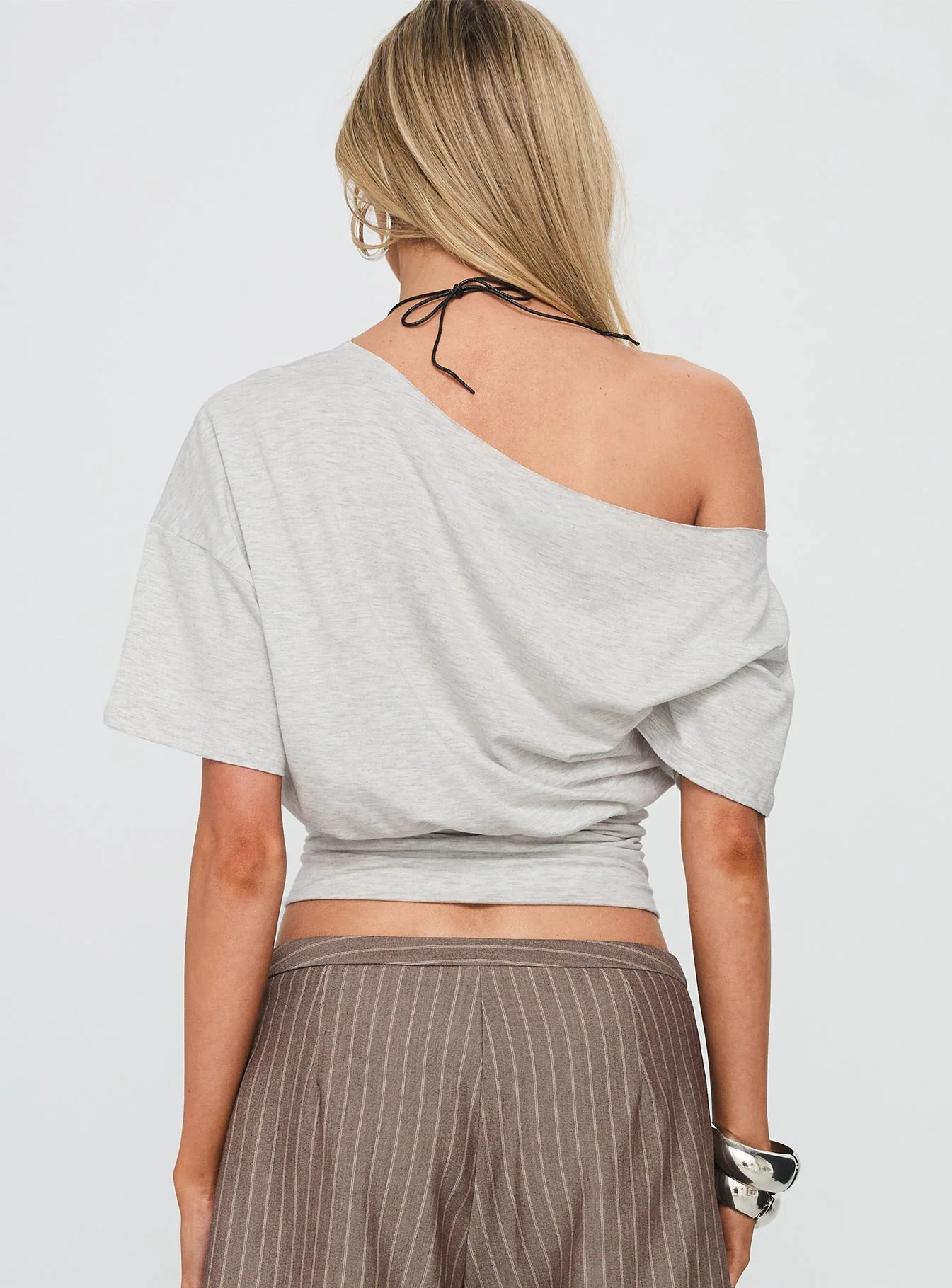 Ashlinn Off Shoulder Drapey Top Grey