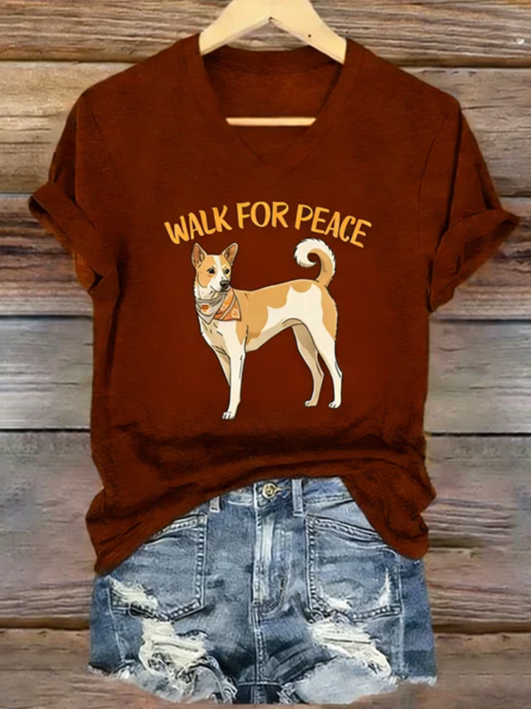 Aloha Peace Walking Art V-neck Short Sleeve