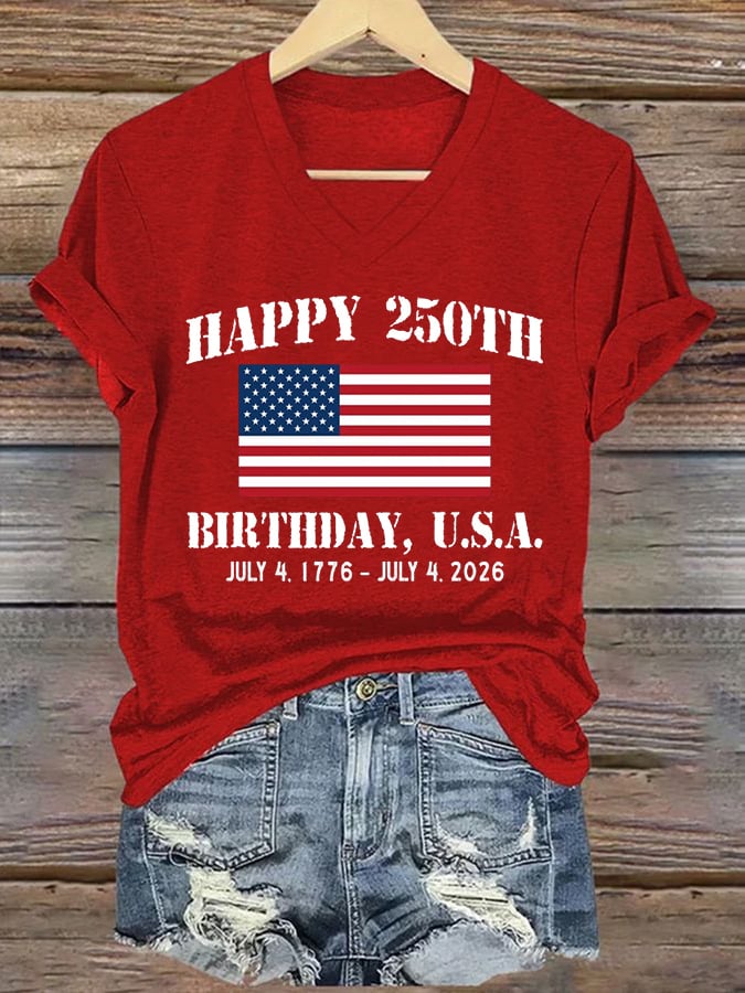 Women’S 250th America Anniversary Casual Printed T-Shirt