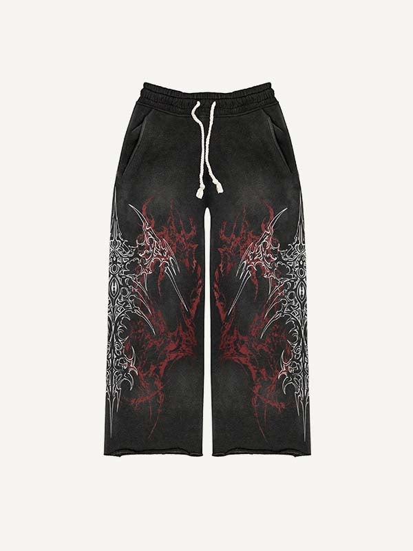 Graphic Print Elastic Waist Pants
