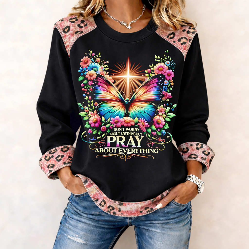 Women's Christianity Faith Patchwork Casual Sweatshirt