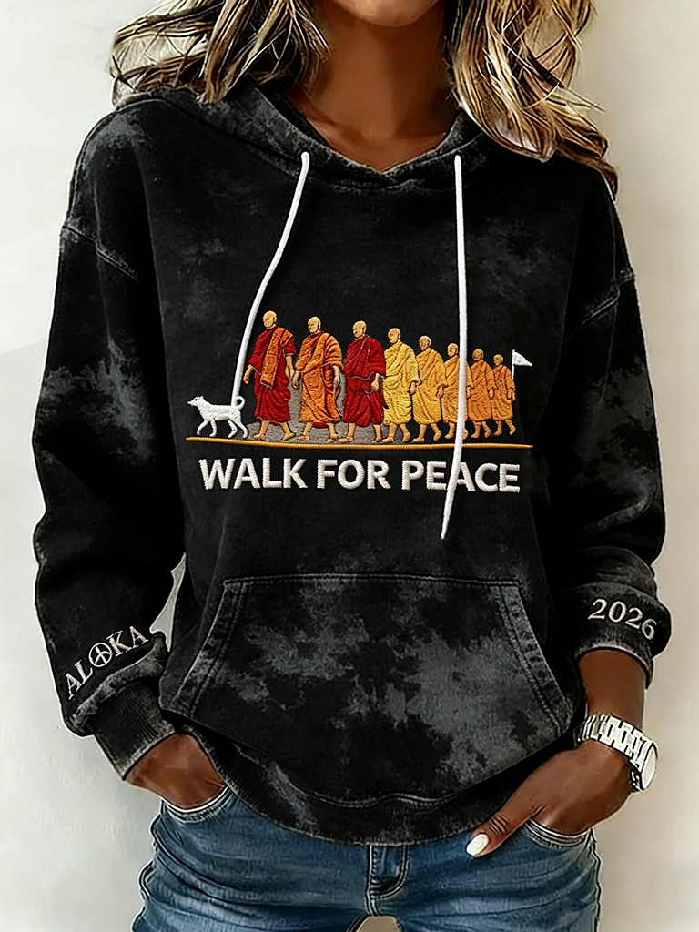 Monks' Peace Walk Tie Dye Print Hoodie
