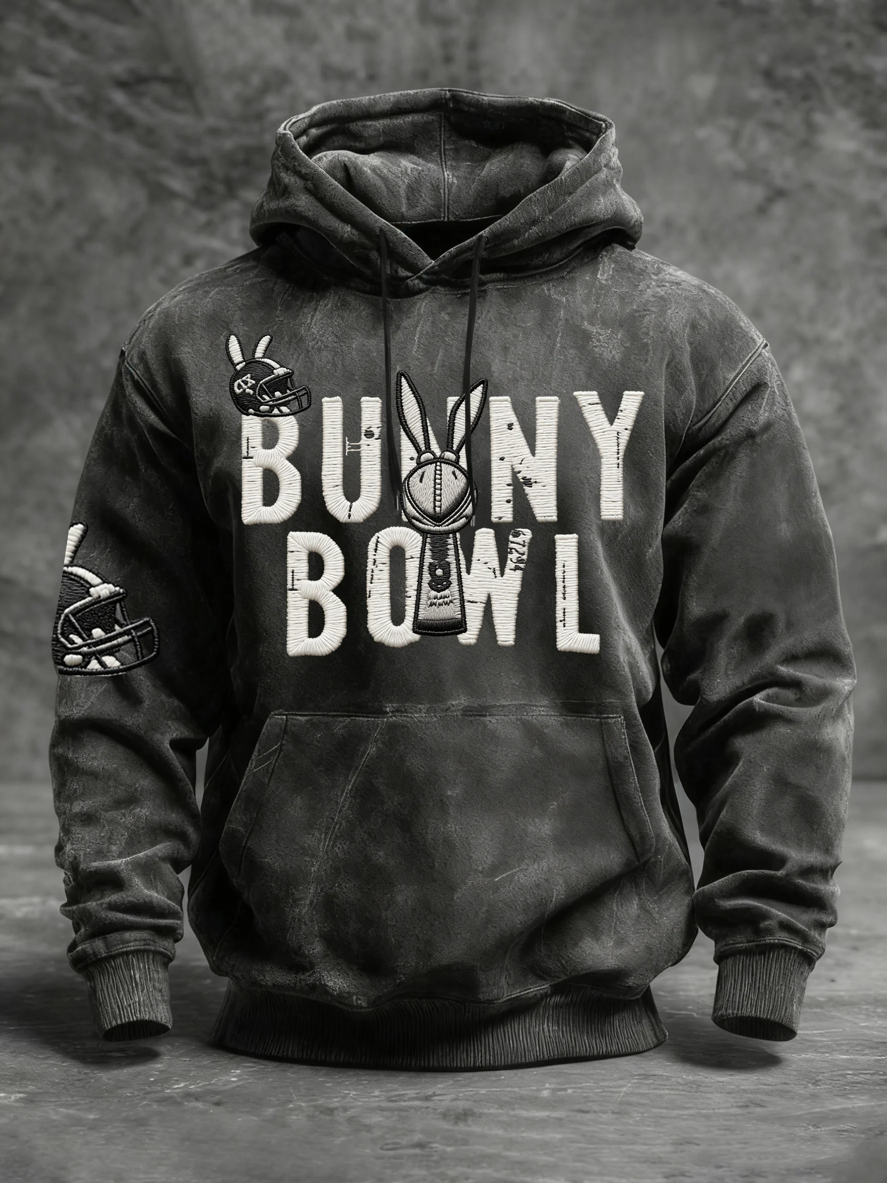 Men's Retro Text Print Hooded Sweatshirt