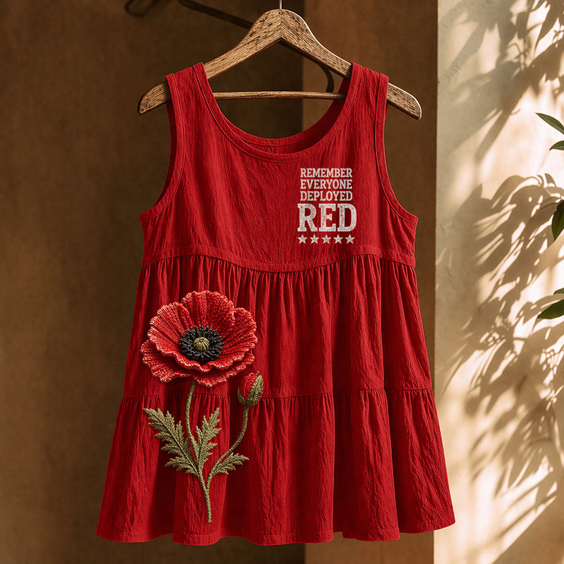 Women's Red Friday Poppy Printed Tank Top