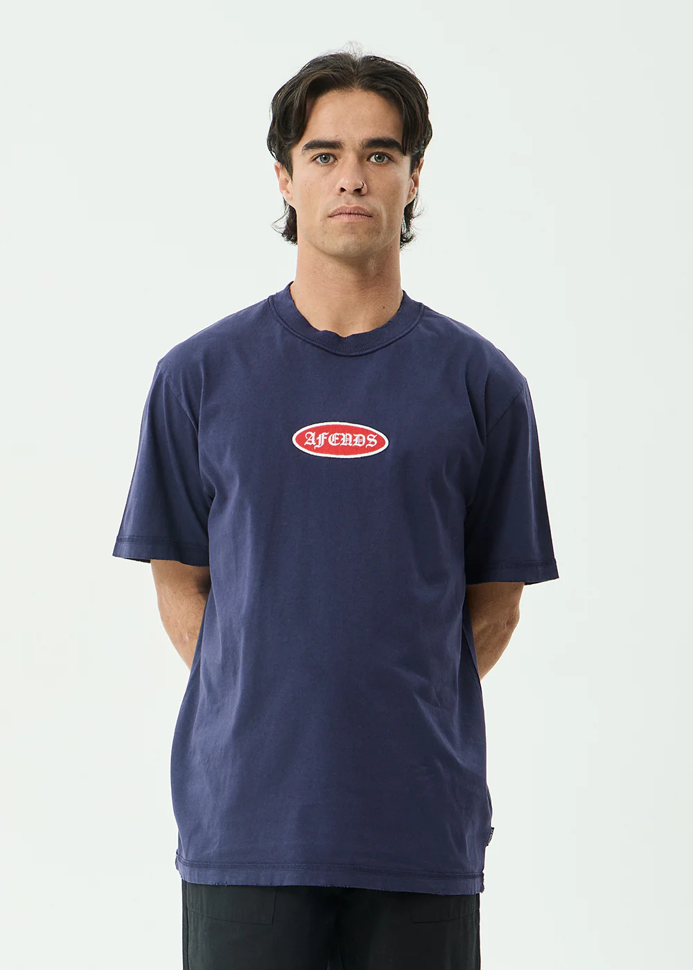 AFENDS Mens Supply - Retro Tee - Washed Deep Sea