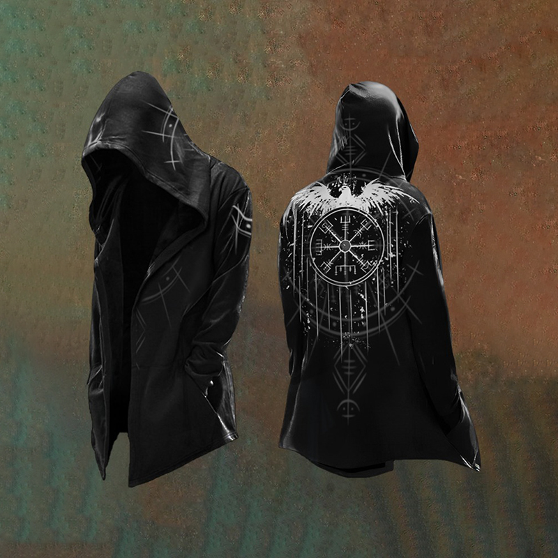 Men's Vikings Printed Totem Vintage Hooded Jacket