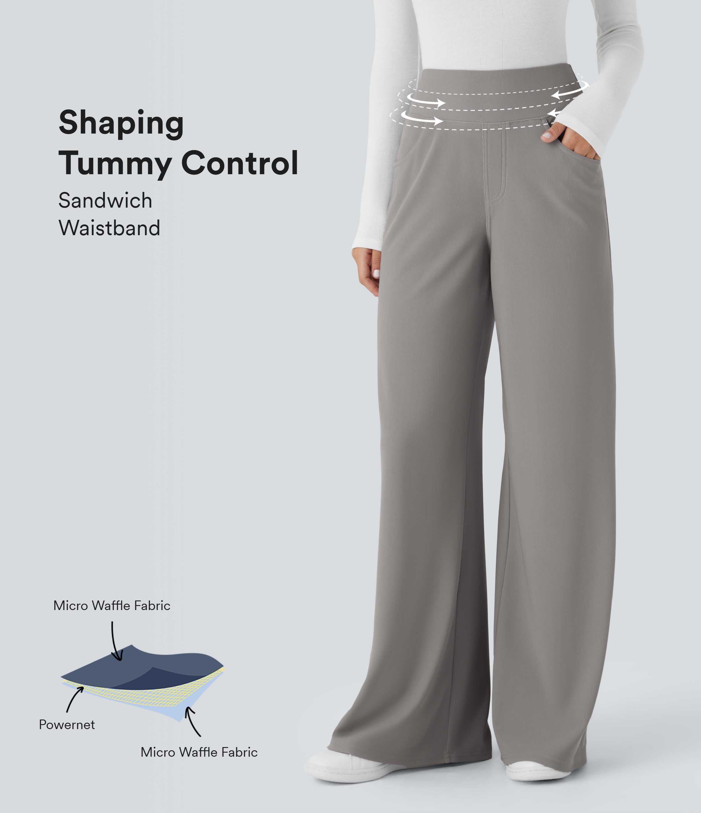 Halara Flex™ High Waisted Tummy Control Pockets Wide Leg Micro Waffle Work Pants