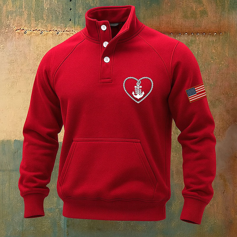 Red Friday Print Casual Men's Sweatshirt