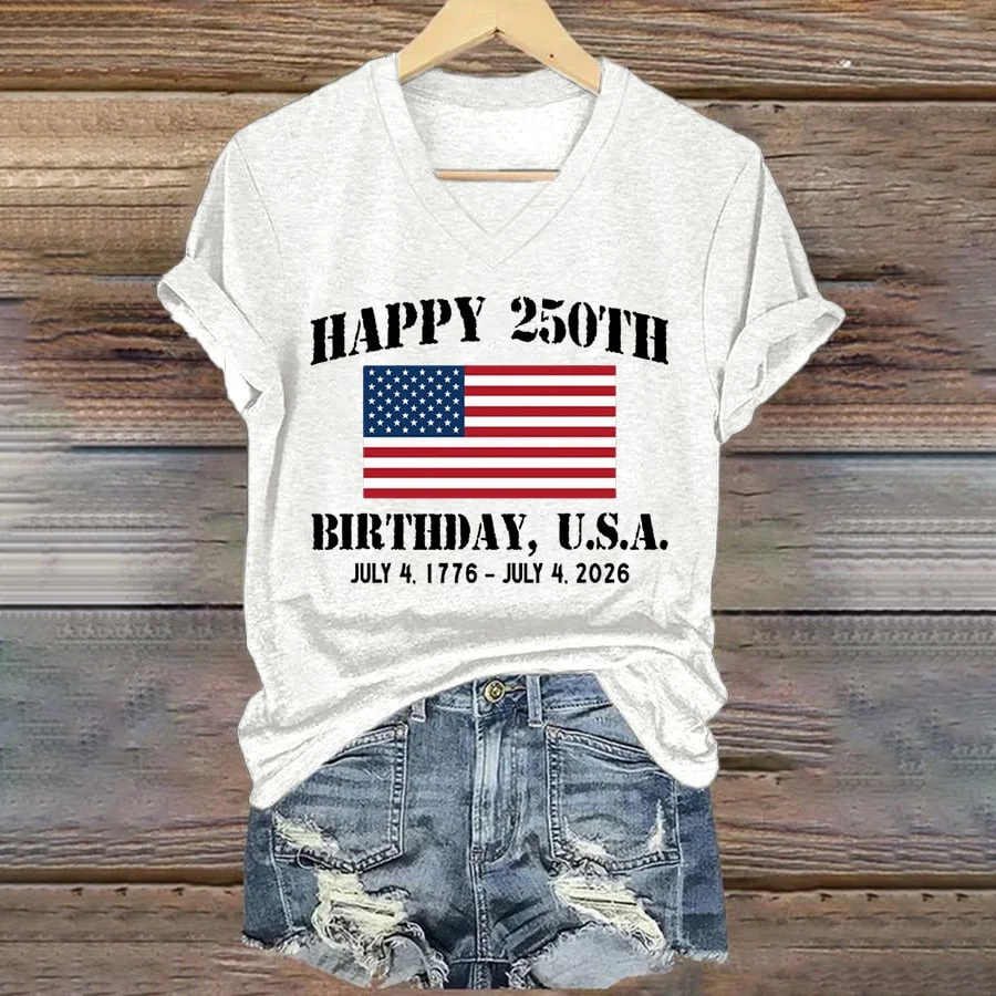 Women’S 250th America Anniversary Casual Printed T-Shirt