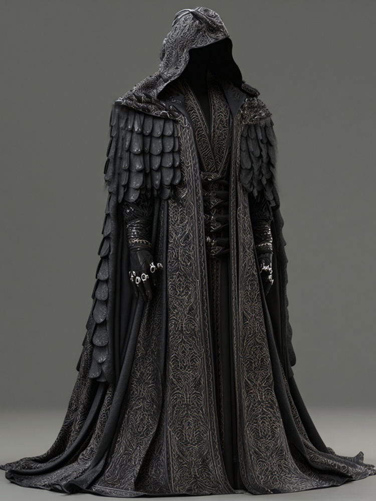 Men's Viking Dragon Scale Design Hooded Cloak