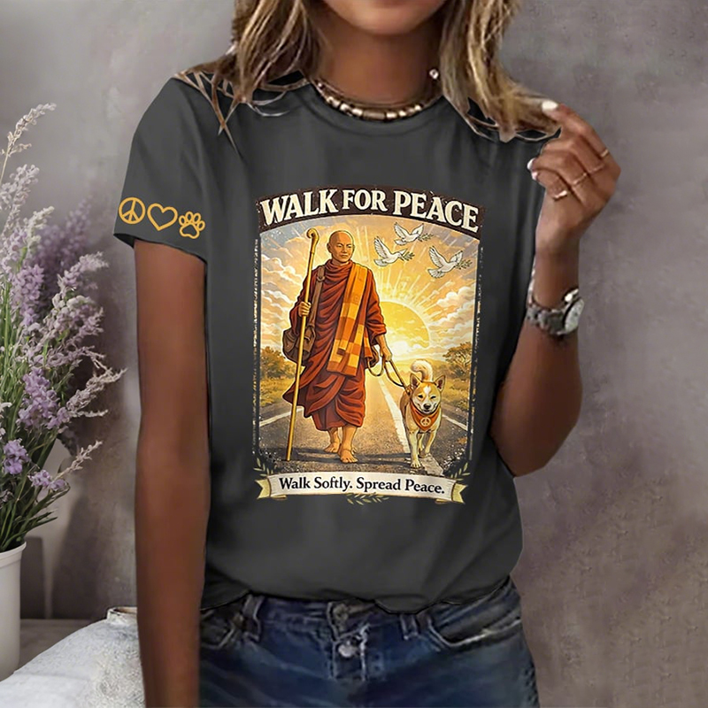 Walk For Peace Aloka Dog Print T-shirt