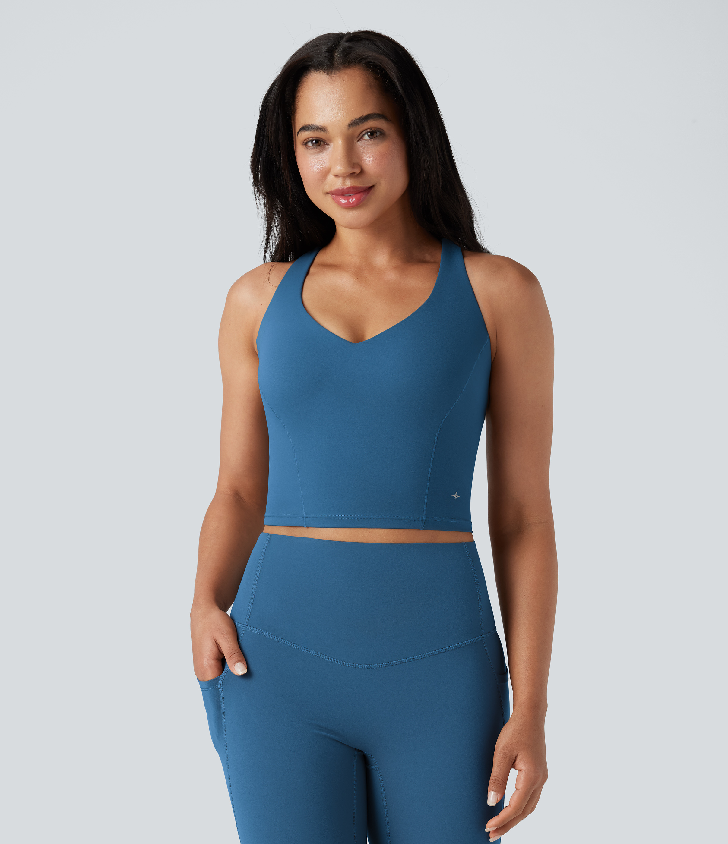 Halara UltraSculpt™ Deep V-neck Push-Up Crisscross Back 2-in-1 Yoga Tank Top