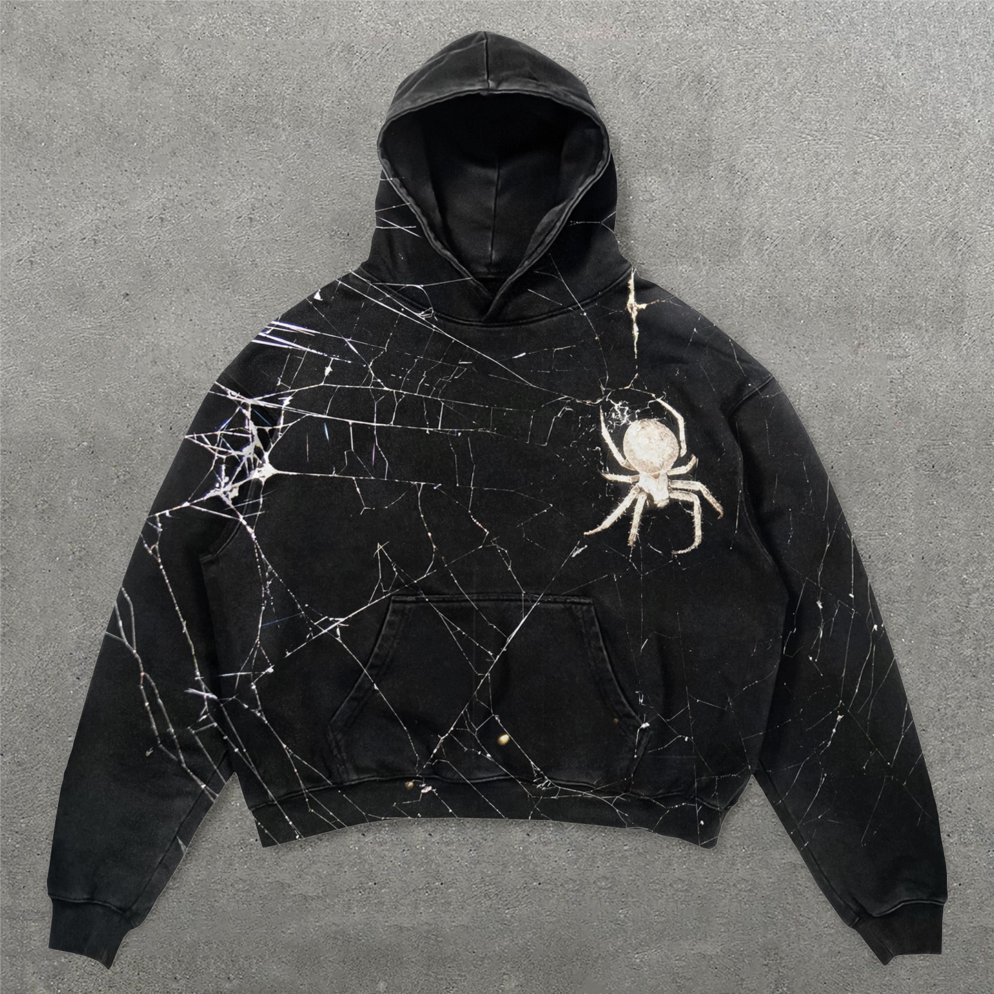 Spider Web Print Long Sleeve Hoodies