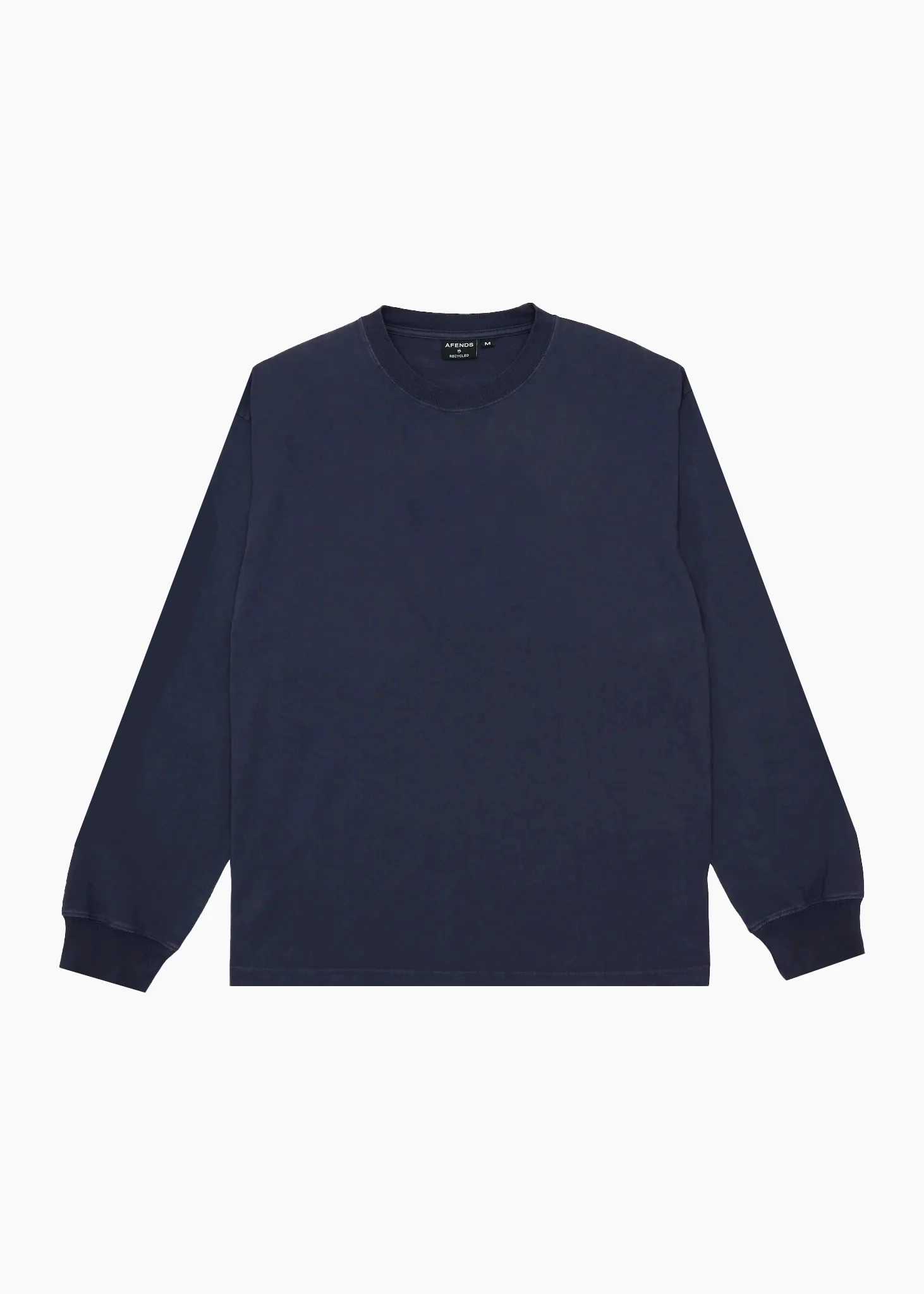 AFENDS Mens Genesis - Boxy Long Sleeve Tee - Washed Deep Sea