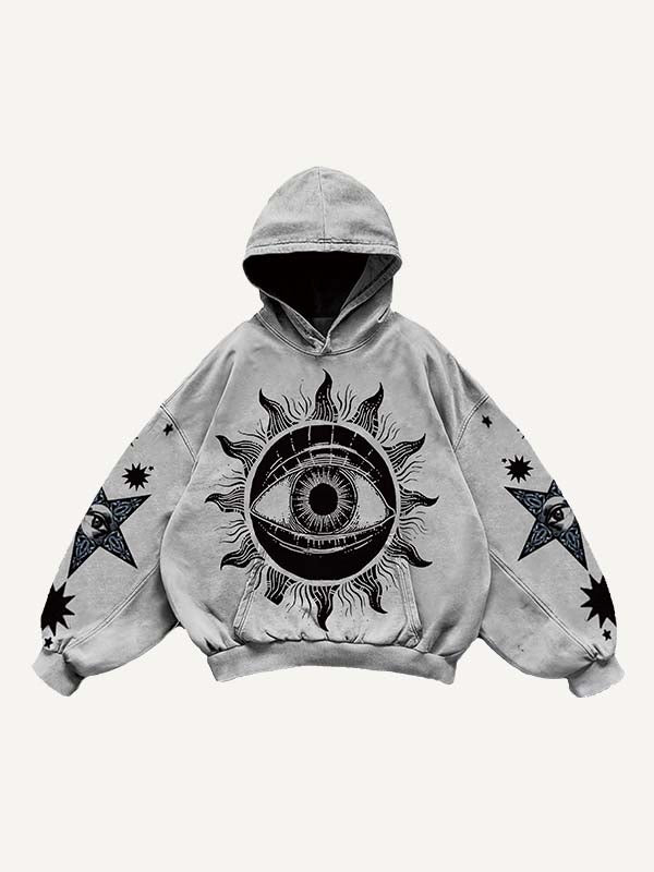 Eye&Moon&Star&Sun&Graphic Print Slant Pockets Hoodie