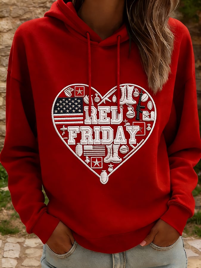 Women's Casual Red Friday Print Sweatshirt
