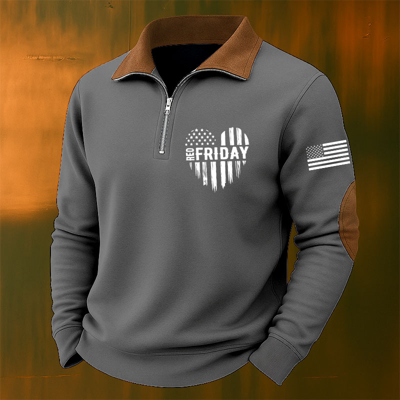 Men's Red Friday Casual Zipper Sweatshirt