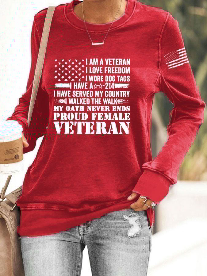 Women's Proud Female Veteran Print Sweatshirt