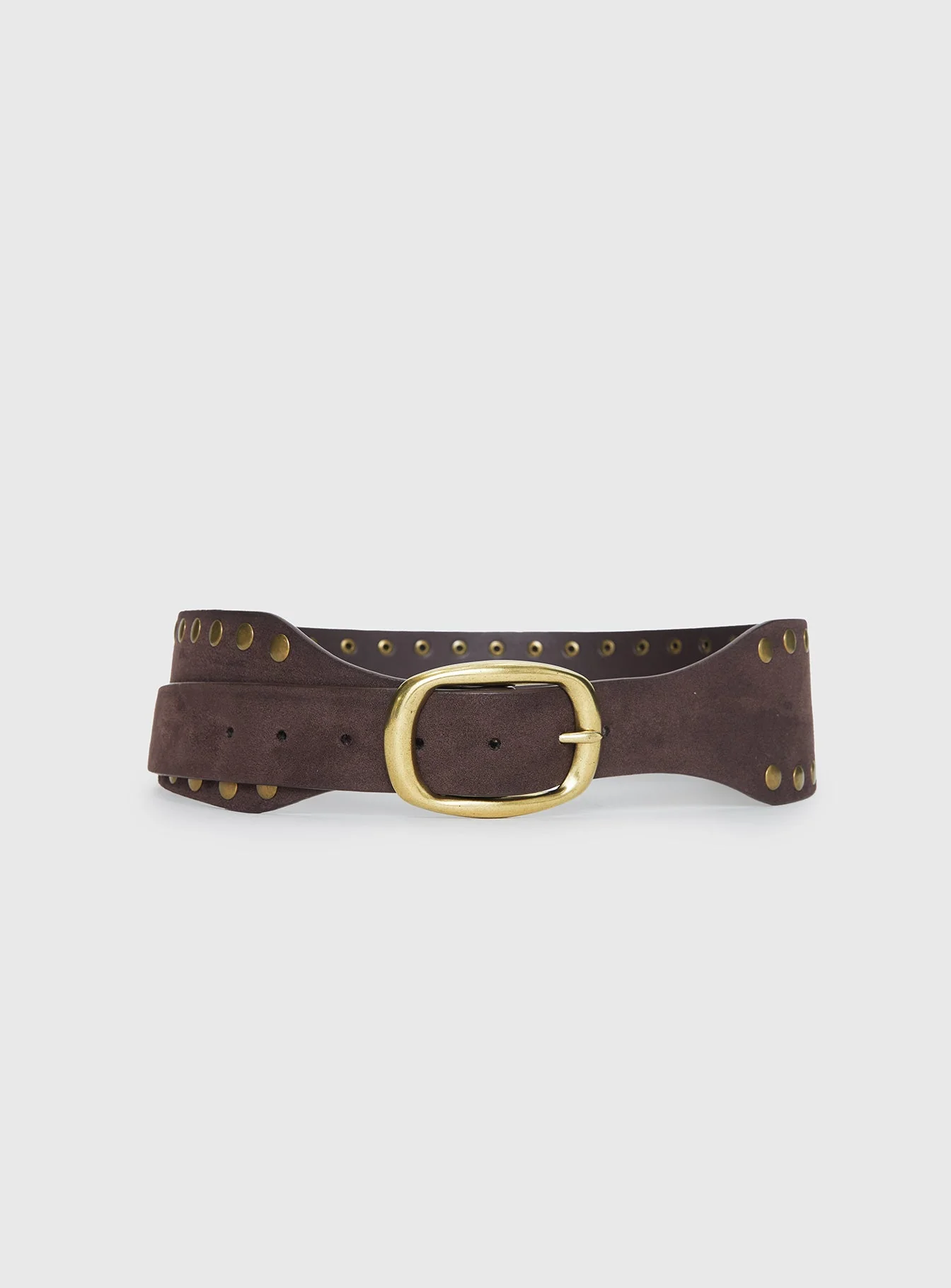 Spheres Stud Belt Dark Brown