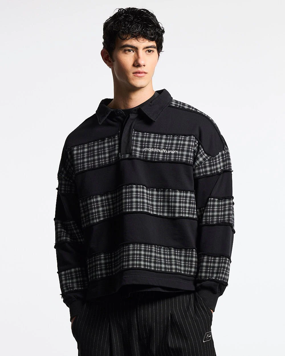 RIPPED LONGSLEEVE POLO BLACK