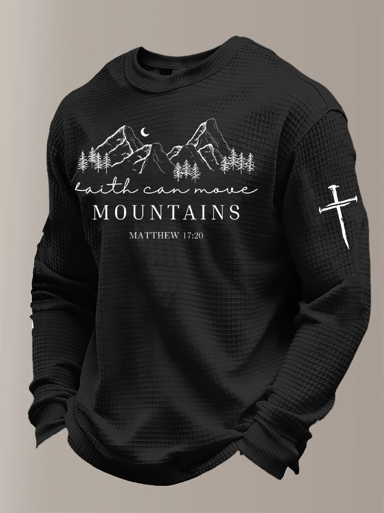 Men's Faith Can Move Mountains Print Long-Sleeve Top-Fast Shipping
