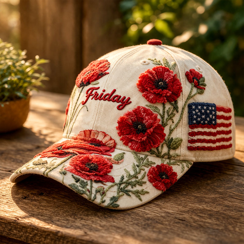 Red Friday Poppy Memorial Baseball Cap
