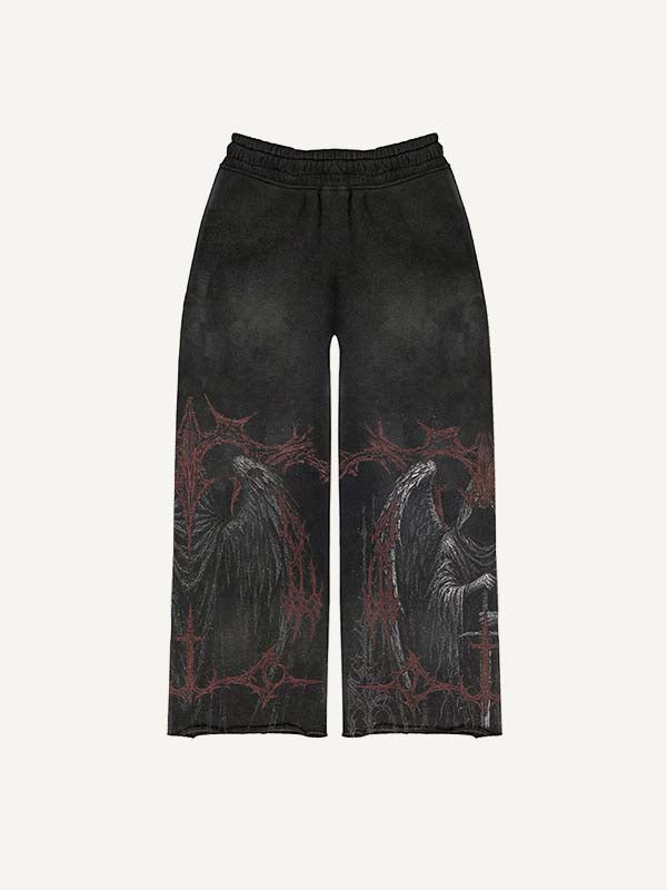 Figure&Wing&Graphic Print Elastic Waist Pants