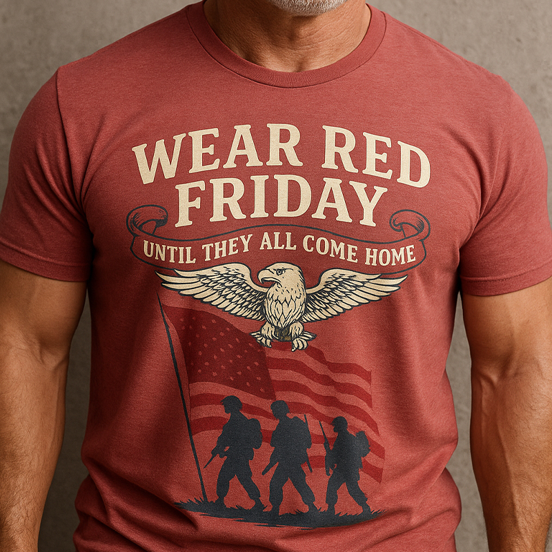 Men's Red Friday Print Casual T-Shirt