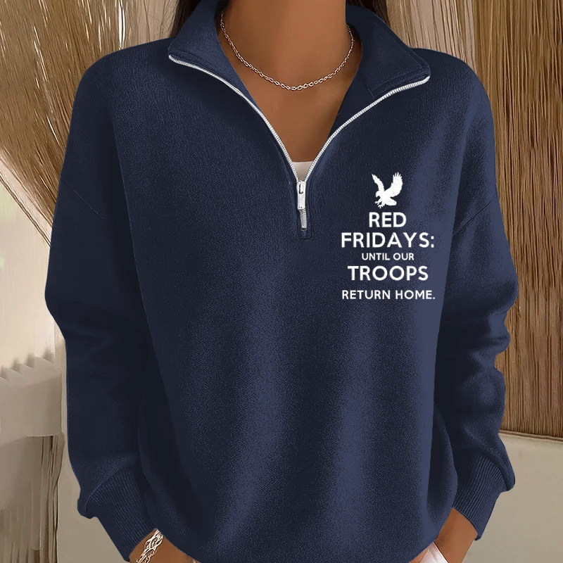 Women's Red Friday Printed Casual Sweatshirt