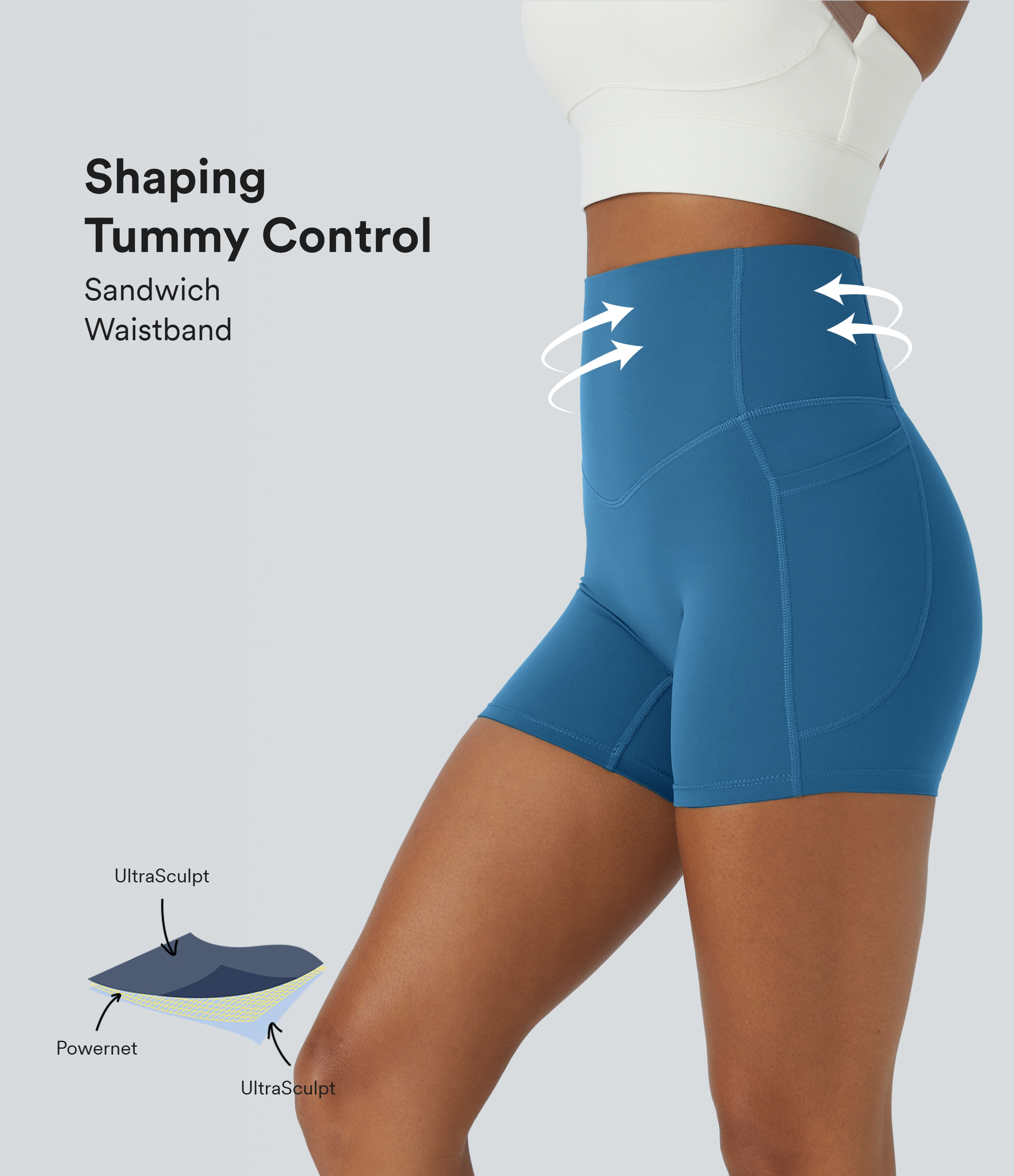 Halara UltraSculpt™ High Waisted Tummy Control Side Pocket Shaping Training Biker Shorts 5''