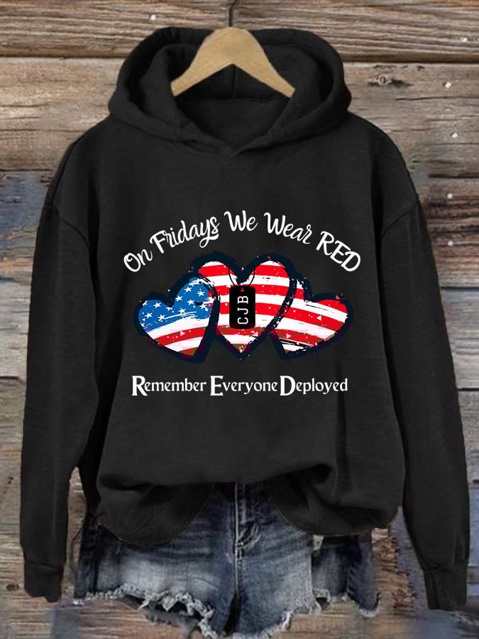 Women's On Fridays We Wear RED Print Hoodie