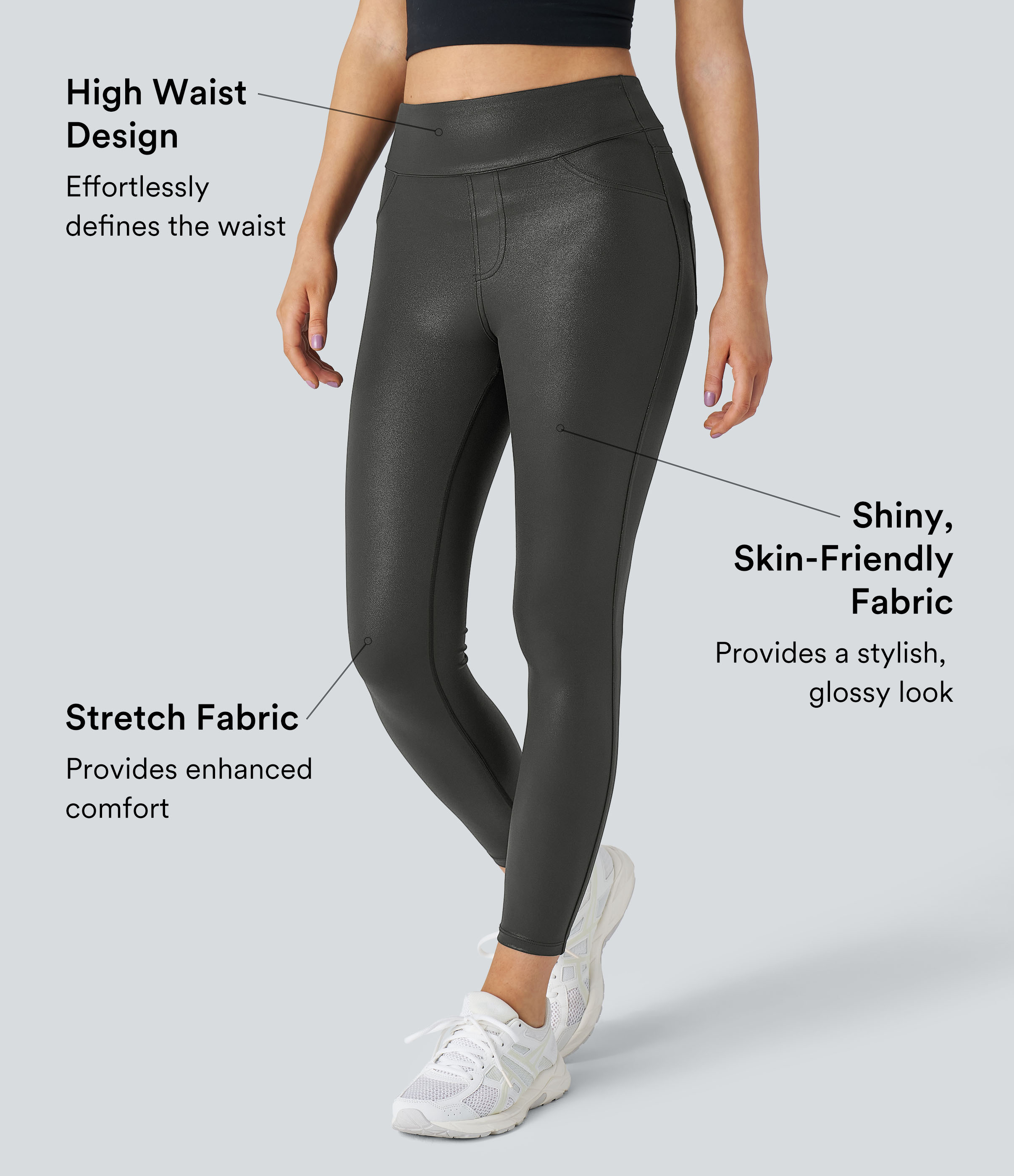 SoftlyZero™ Faux Leather High Waisted Pocket Work Leggings