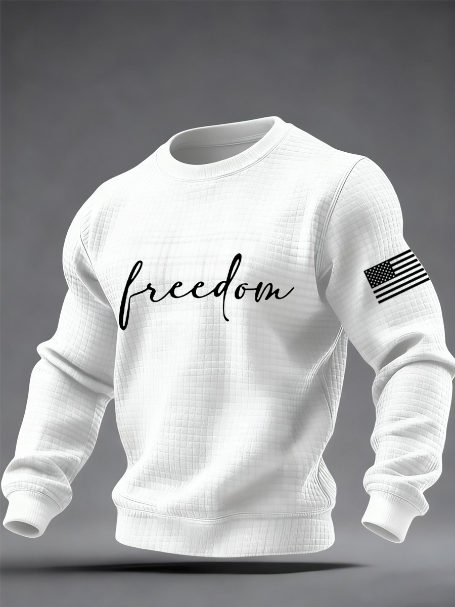 Men's Freedom  Flag Print Checkered Sweatshirt
