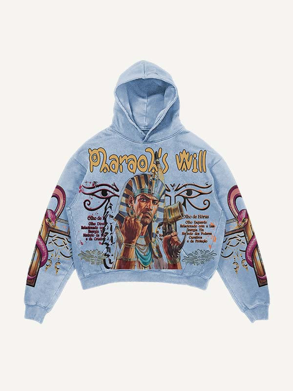 Figure&Cross&Eye&Snake&Letter Print Slant Pockets Hoodie