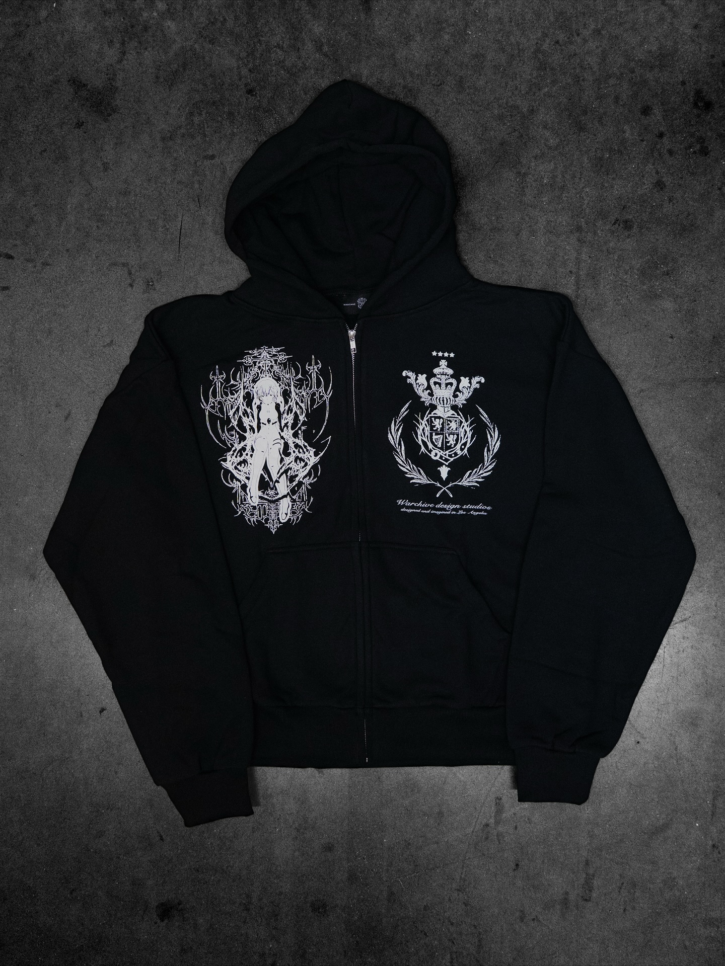 Anime Character Red Black Print Black Zip Hoodie