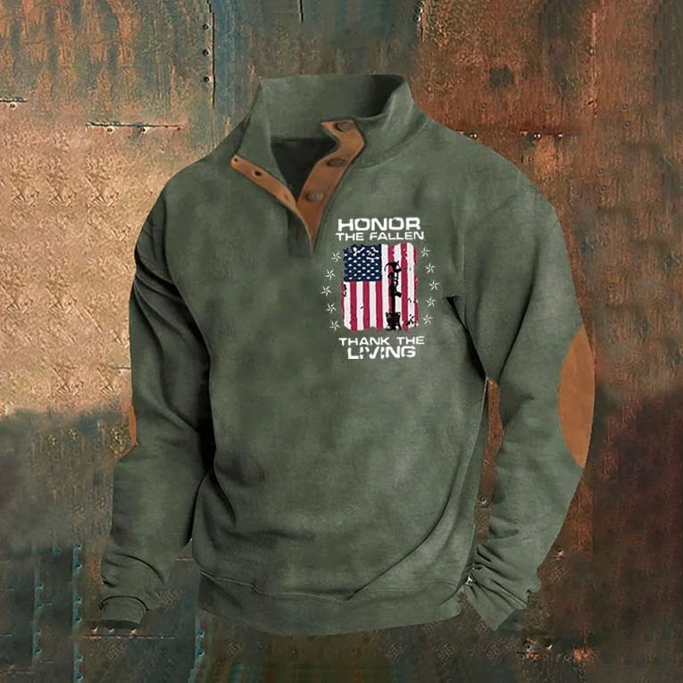 Men's Honoring The Dead Thank You, Veteran Flag Flag Print Sweatshirt