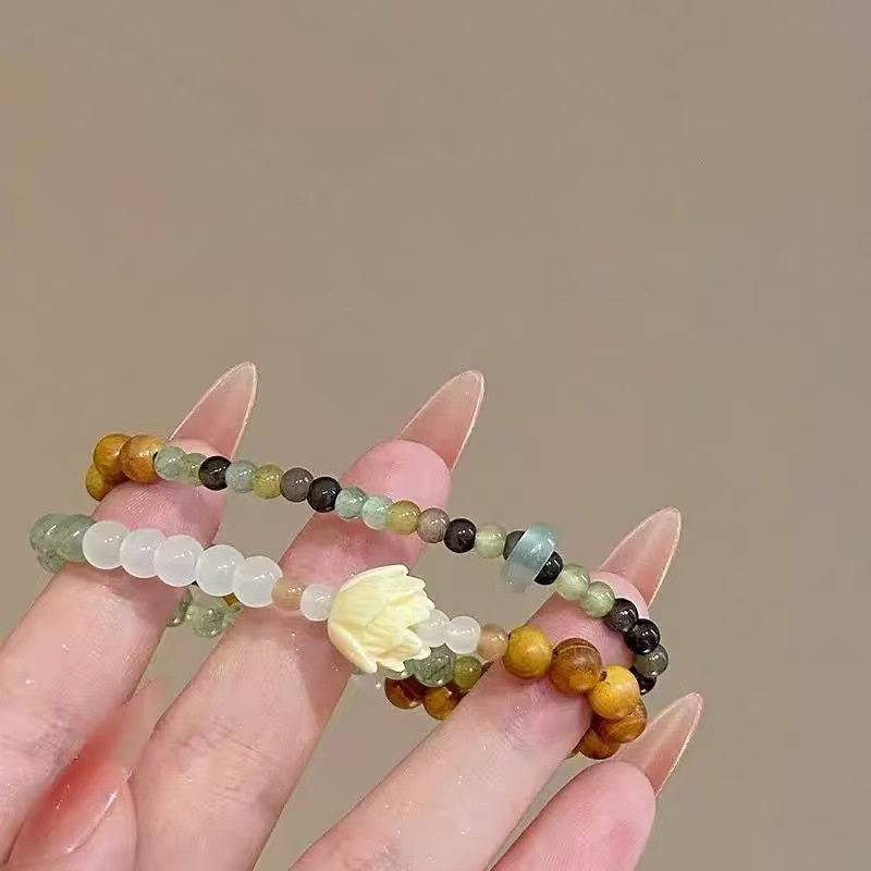 Elegant Lotus Double-layer Bracelet For Women