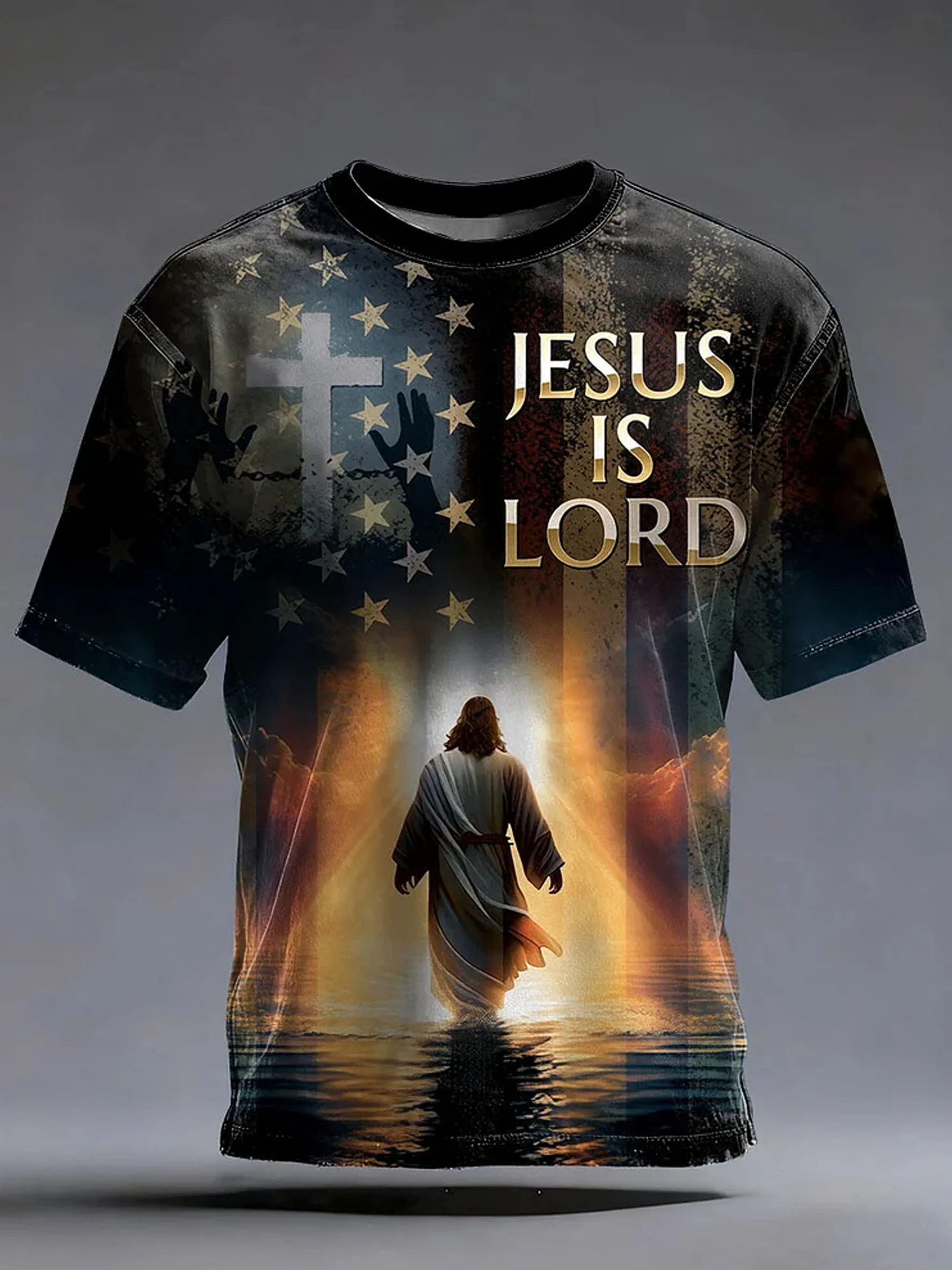 Men's Retro Faith Print Casual Top