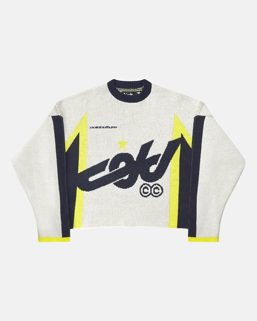 WINNER KNIT BEIGE, DARK BLUE & YELLOW