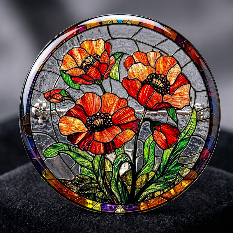 US Memorial Day Poppy Exquisite Brooch
