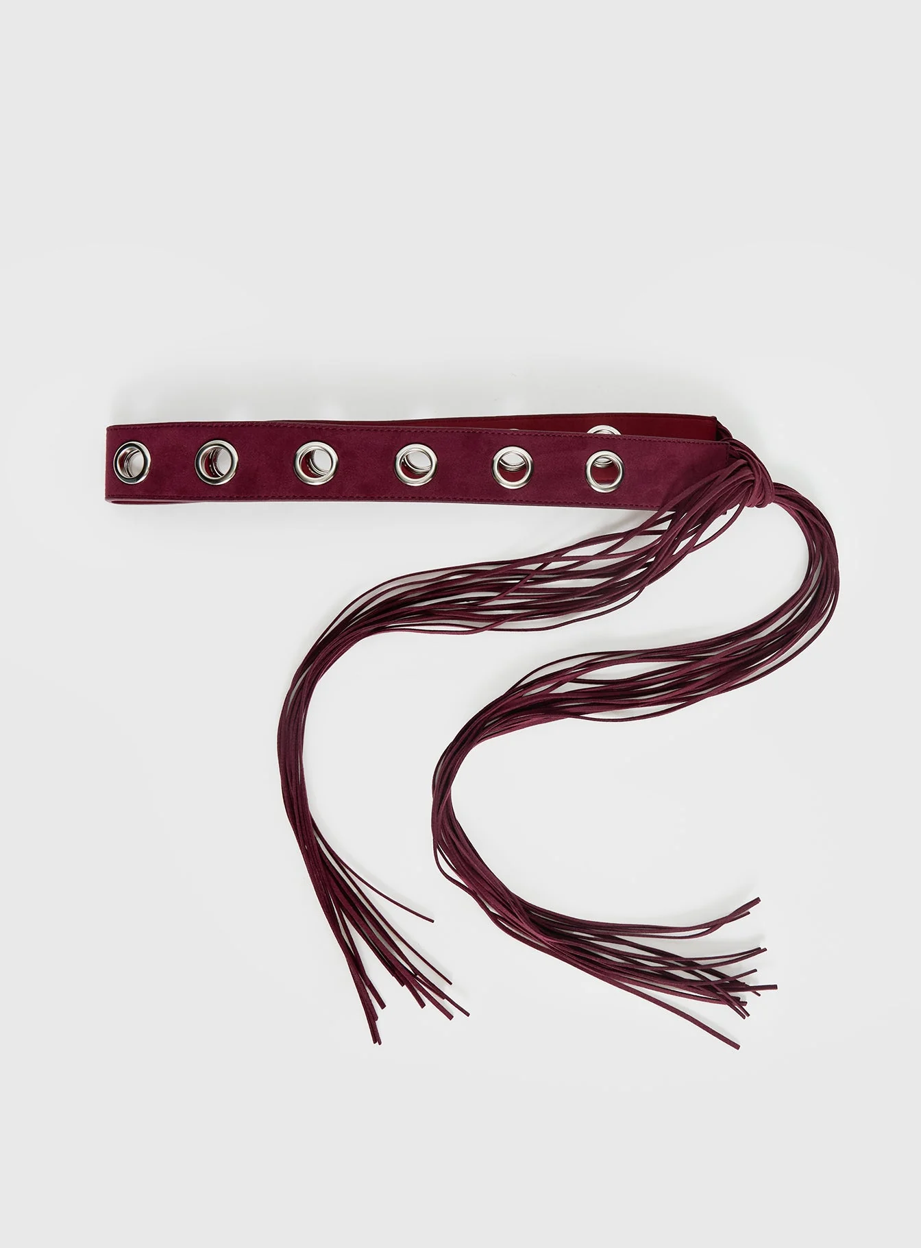Maysie Faux Suede Tassel Belt Cherry