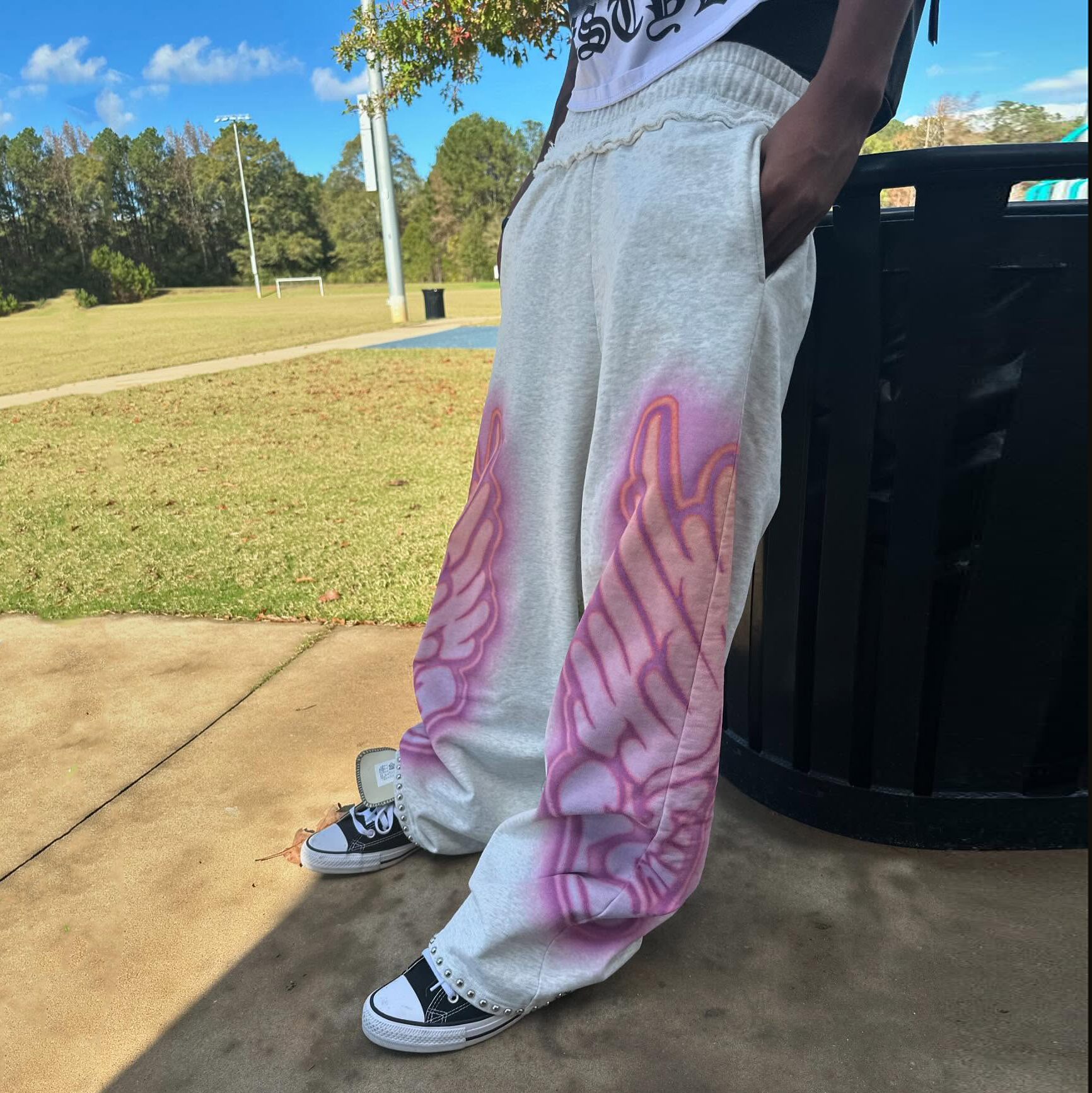 Angel casual street wide-leg heavyweight sweatpants