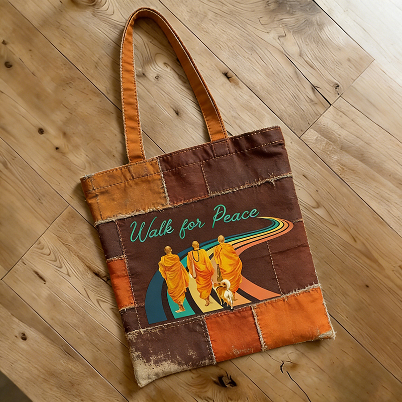 Walk For Peace Art Patchwork Print Tote Bag