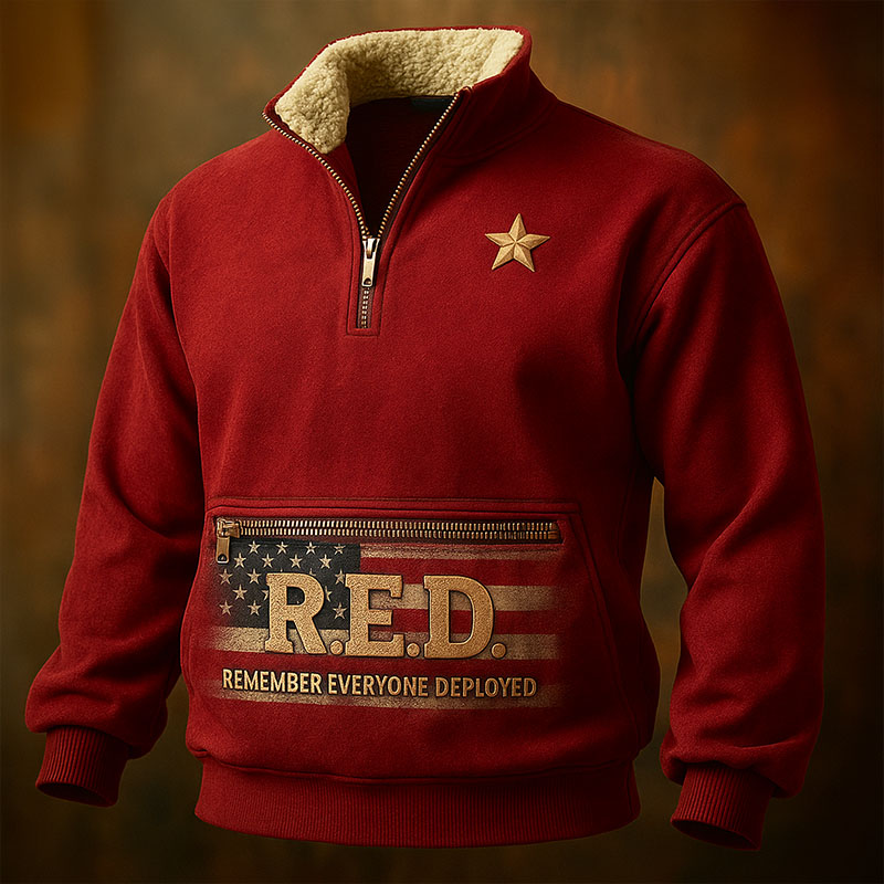Red Friday Casual Zip-up Sweatshirt