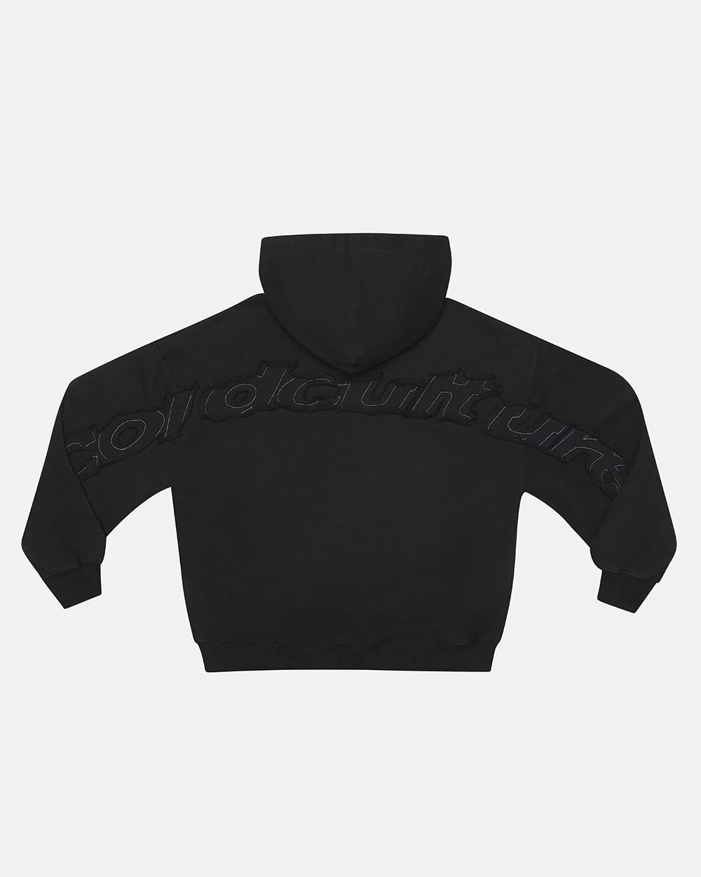 DISTRESS CURVED HOODIE BLACK