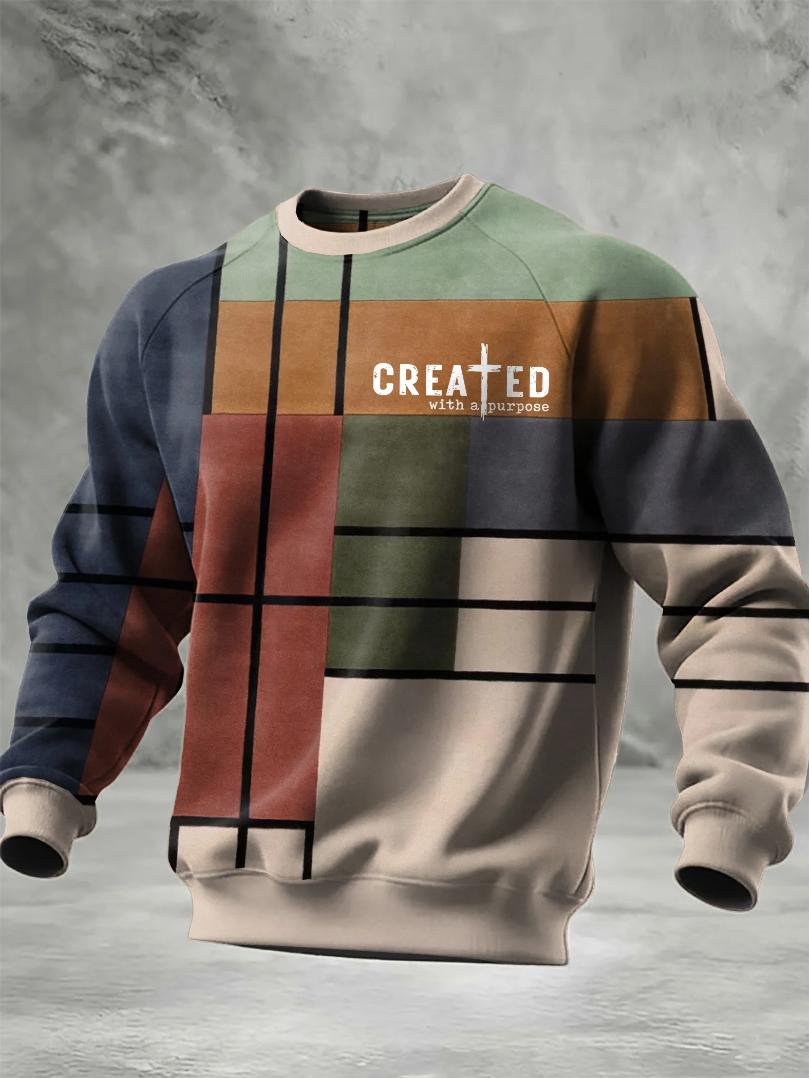 Men'S Casual Sweatshirt With Religious-Themed Print-Fast Shipping