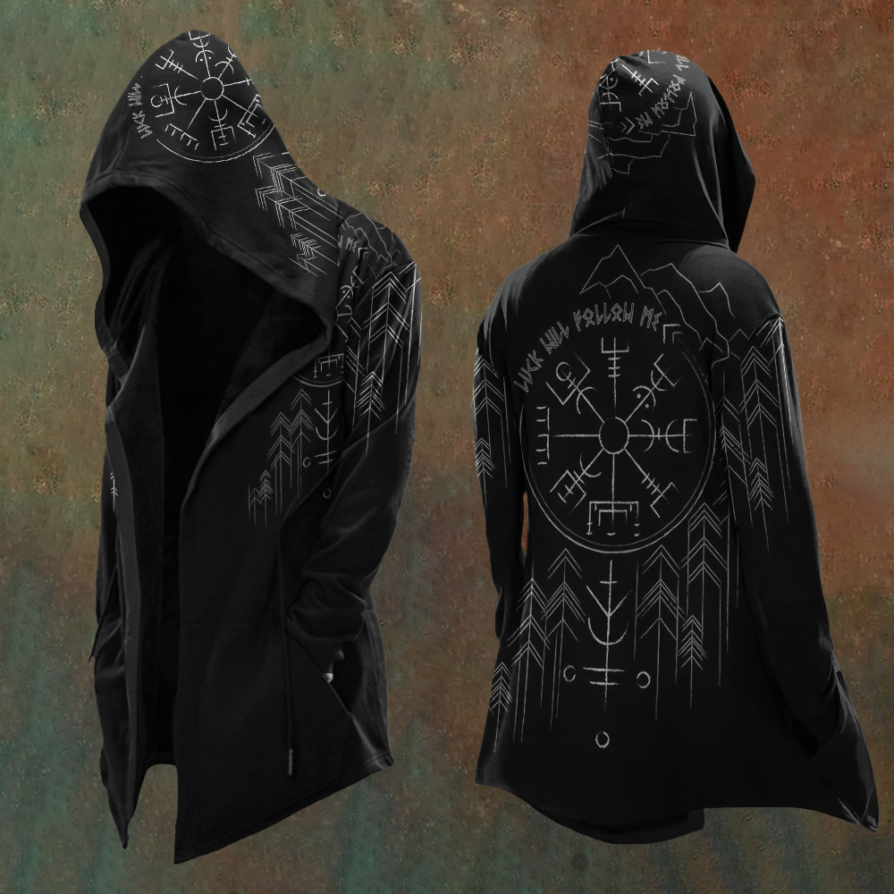 Men'S Vintage Viking Totem Art Hooded Jacket