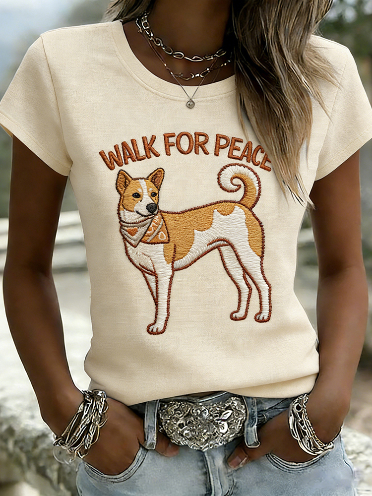Walk For Peace Dog Aloka Dog Short Sleeve T Shirt